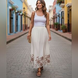 Elegant Cream Floral Women's Skirt